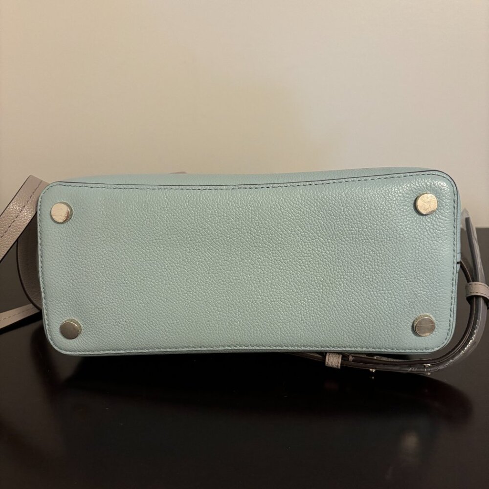 Kate Spade Medium Margaux Gray Blue White Leather Satchel - Picture 7 of 11